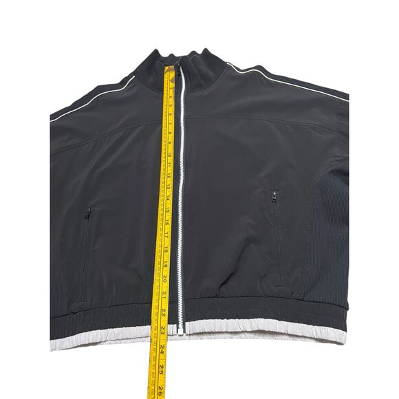Athleta Brooklyn Track Bomber Jacket - Black / White Stripes - Zip Pockets - L - Picture 6 of 6